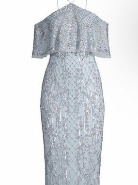 aidan mattox white beaded dress | Dresses | Aidan Mattox Ivory Lace Modest İce Blue Long M10061D Evening gown this Aidan Mattox gown Size:Us Size 6